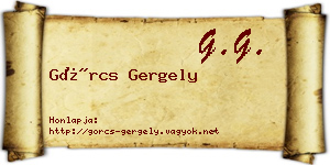 Görcs Gergely névjegykártya